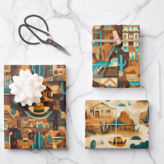 Cowboy Western Desert Brown Geschenkpapier Set