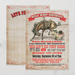 Cowboy Western Geburtstagsparty Einladungen