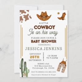 Cowboy Western Hat Boots Denim Boy Baby Shower Einladung