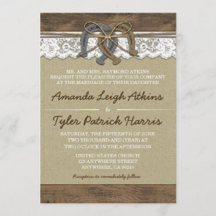 Cowboy Western Horseshoe Hochzeitseinladungen Einladung