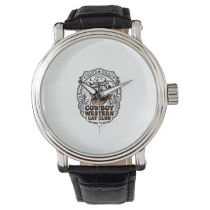 Cowboy Western Katze Haustier Liebhaber Shirt Kuns Armbanduhr