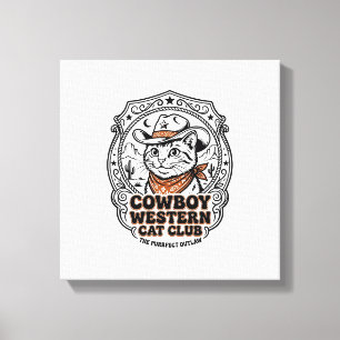 Cowboy Western Katze Haustier Liebhaber Shirt Kuns Leinwanddruck