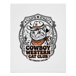 Cowboy Western Katze Haustier Liebhaber Shirt Kuns Poster