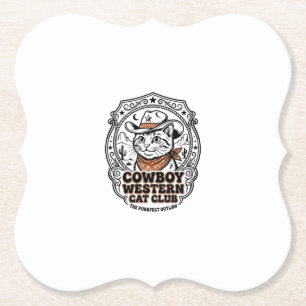 Cowboy Western Katze Haustier Liebhaber Shirt Kuns Untersetzer