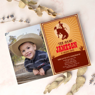 Cowboy Western Old West Birthday Foto Einladung