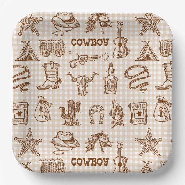 Cowboy Western  Pappteller (Vorderseite)