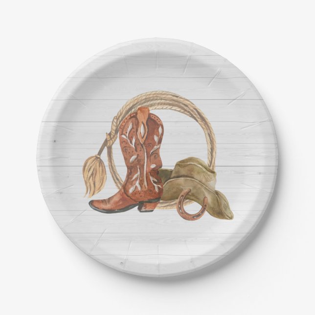 Cowboy-Western-Party Pappteller (Vorderseite)