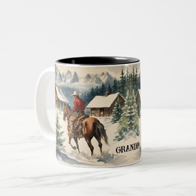 Cowboy Western Personalisiert Zweifarbige Tasse (Vorderseite Links)