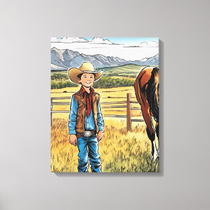 Cowboy Western Rancher Boy's Bedroom Graphic Art Leinwanddruck