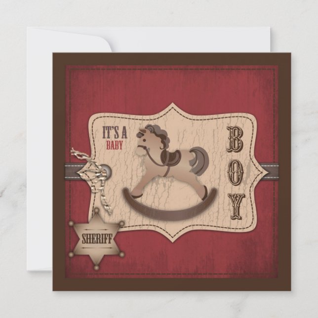 Cowboy Western Rocking Horse Baby Dusche Einladung (Vorderseite)