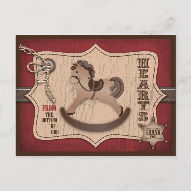 Cowboy Western Rocking Horse Vielen Dank Postkarte (Vorderseite)