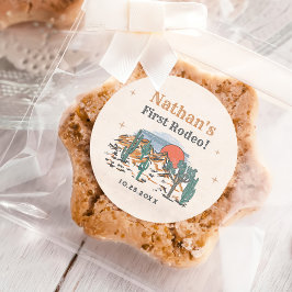 Cowboy Western Rodeo 1. Geburtstag Runder Aufkleber