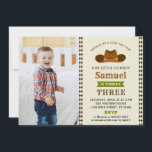Cowboy Western Rodeo Baby Boy Photo 1st Birthday Einladung<br><div class="desc">Cowboy invitation great for a child's western saloon themed birthday. Matching items can be found in our Zazzle shop.</div>