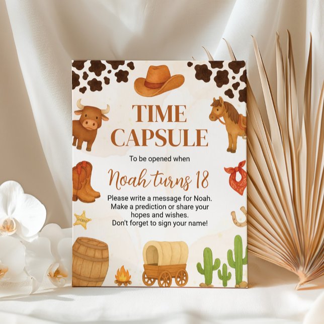 Cowboy Western Rodeo Geburtstag Zeitkapsel Zeichen Poster (Von Creator hochgeladen)