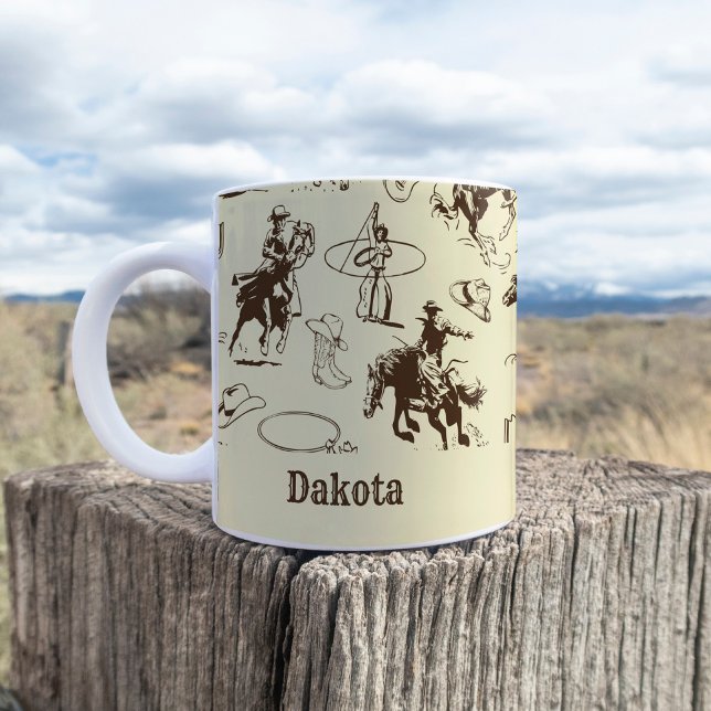 Cowboy Western Rodeo Pferde Individuelle Name Kaffeetasse (Von Creator hochgeladen)