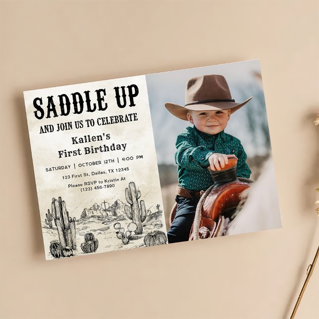 Cowboy Western Rodeo Wild West Birthday Foto Einladung (Von Creator hochgeladen)