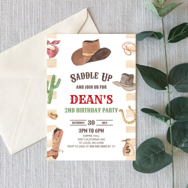 Cowboy Western Rodeo Wild West Birthday Party Einladung (Von Creator hochgeladen)