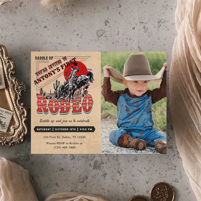 Cowboy Western Rodeo Wild West Foto Geburtstag Einladung (Von Creator hochgeladen)