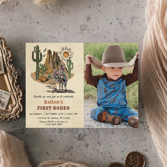 Cowboy Western Rodeo Wild West Foto Geburtstag Einladung (Von Creator hochgeladen)
