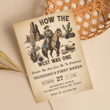 Cowboy Western Rodeo Wild West Invitation Annivers