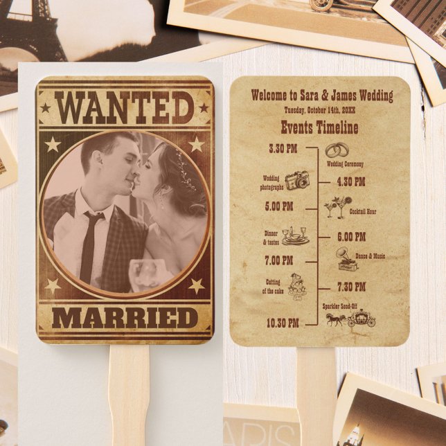 Cowboy Western Style Hochzeitsprogramm Handfächer (Von Creator hochgeladen)