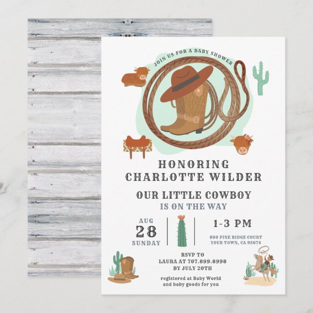 Cowboy Western Thème Anniversaire Invitation (Devant / Derrière)