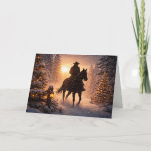 Cowboy Western Weihnachten Pferd im Schnee Reiten Karte