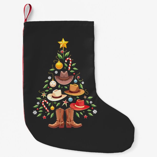 Cowboy Western Weihnachtsbaum Santa Kleiner Weihnachtsstrumpf (Vorderseite)