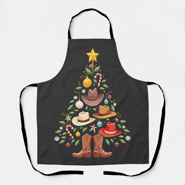 Cowboy Western Weihnachtsbaum Santa Schürze (Vorderseite)