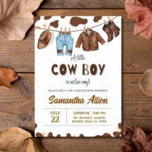 Cowboy Wild Rodeo Western Baby shower Invitation