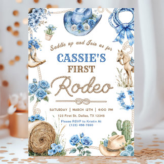 Cowboy Wild West 1st Rodeo Ranch Birthday Party Einladung