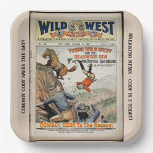 Cowboy Wild West Add Boy's Name Birthday Party Pappteller