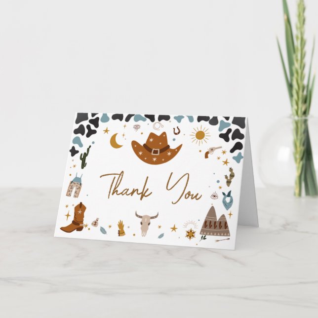 Cowboy Wild West Baby Dusche Dankeskarte (Vorderseite)