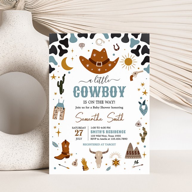 Cowboy Wild West Baby Dusche Einladung (Country Western Rodeo Baby Shower Invitation)