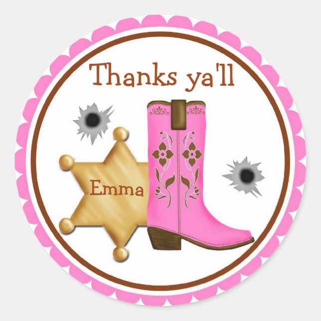 Cowboy Wild West Birthday Stickers (Vorderseite)