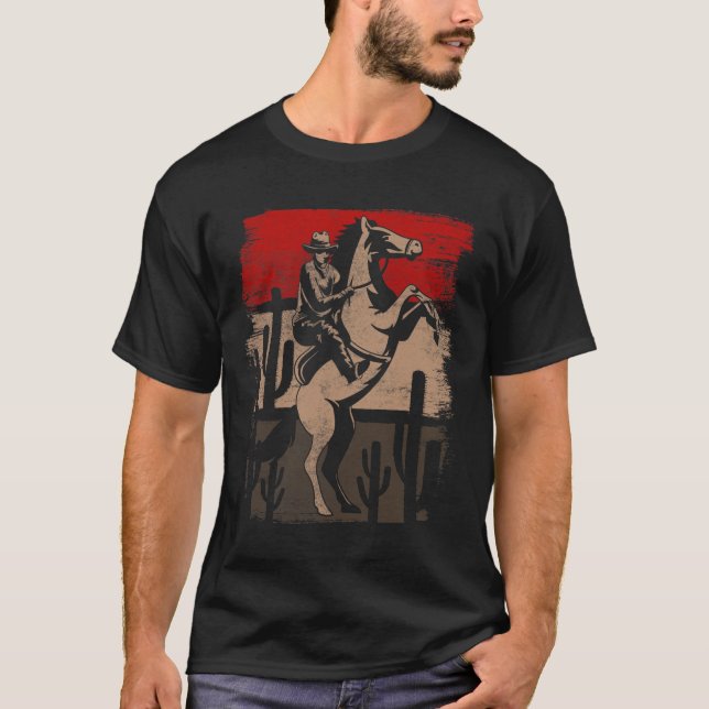 Cowboy Wild West Country Horseck Riding Horse Rett T-Shirt (Vorderseite)