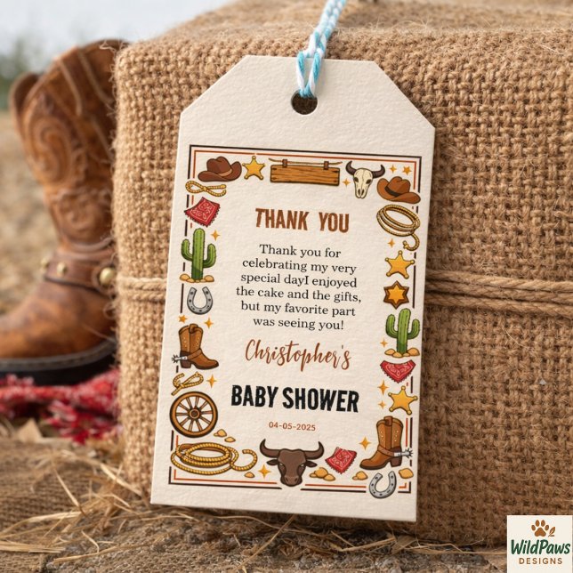 Cowboy Wild West Rodeo Ranch | Rustikale westliche Geschenkanhänger (Cowboy Wild West Rodeo Ranch | Rustic Western Baby Gift Tags
)
