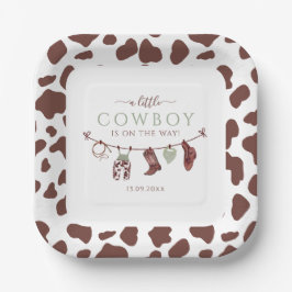 Cowboy Wild West Rodeo Salbei Green Baby Dusche Pappteller