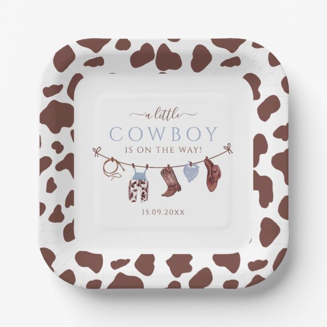 Cowboy Wild West Rodeo Western Boy Baby Dusche Pappteller (Vorderseite)
