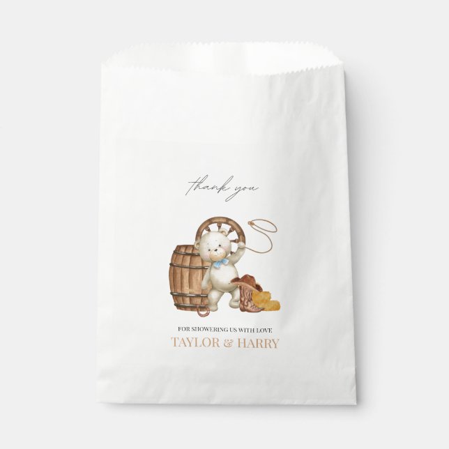Cowboy Wild West Rustic Country Baby Dusche Gesche Geschenktütchen (Vorderseite)