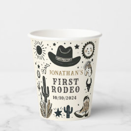 Cowboy Wild Western First Rodeo Erster Geburtstag  Pappbecher