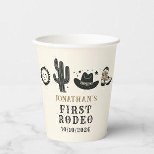 Cowboy Wild Western First Rodeo Erster Geburtstag  Pappbecher
