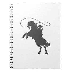 Cowboy wirft Brille auf Reiten Notizblock