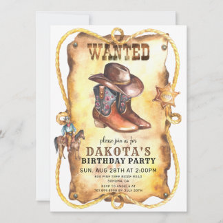 Cowboy Wollte Poster Geburtstagsparty Einladung