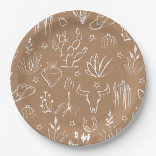 Cowboy Wüste Western Brown Paper Plate Pappteller