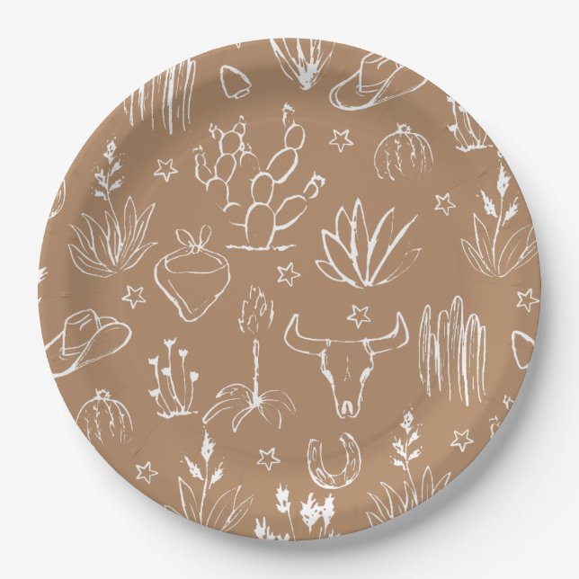 Cowboy Wüste Western Brown Paper Plate Pappteller (Vorderseite)