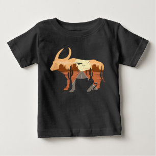 Cowboy-Wüsten-Sonnenaufgang-Rind-Bulle-Kaktus Baby T-shirt