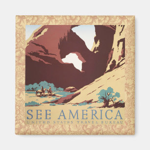 Cowboy-Wüsten-Vintage-Western-Pferde Magnet
