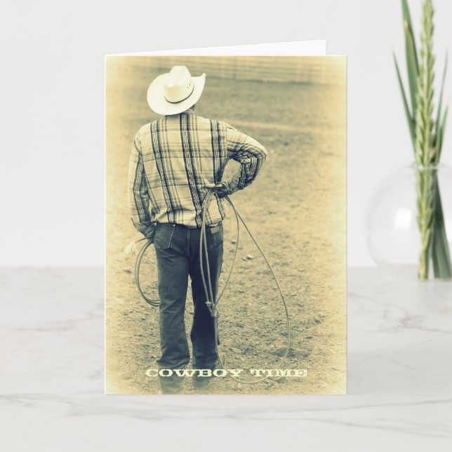Cowboy-Zeit-Gruß-Karte Karte (Vorderseite)