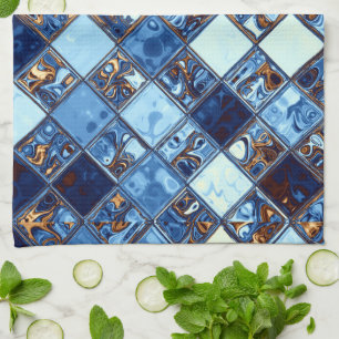 Cowboybandana-blaue Mosaik-Muster-Vorlagen-Kunst Geschirrtuch